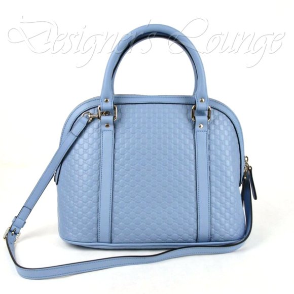 SOLD! NEW GUCCI Micro Guccissima GG BREE  Blue Leather MEDIUM Dome Crossbody Bag - Picture 10 of 15